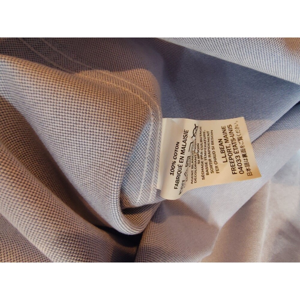 LL Bean Men Wrinkle Free Traditional Fit Blue/white micro check Sz 17 1/2 - 35 - Picture 4 of 4